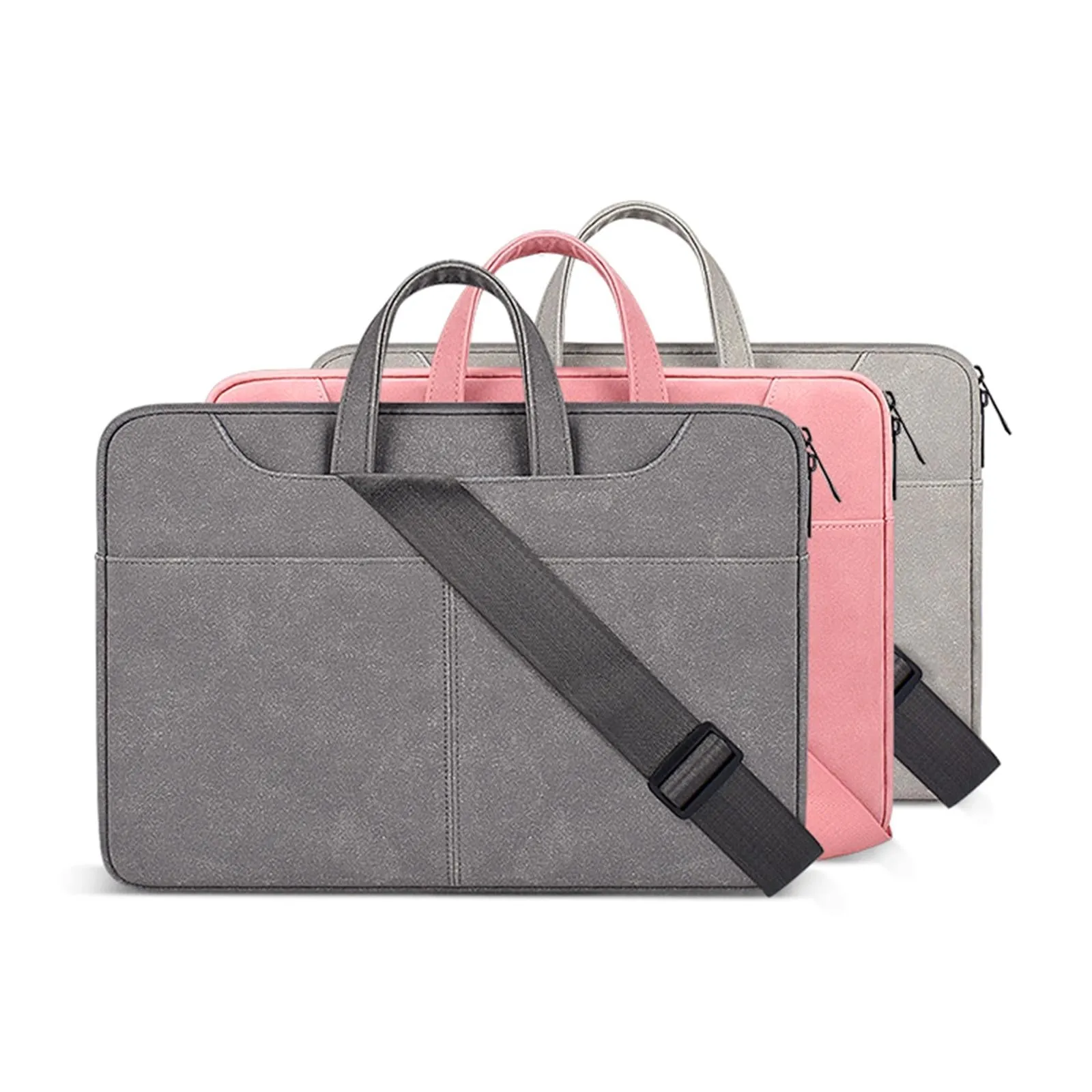 15.6 Inch Detachable Shoulder Laptop Bag - Frosted Pu Business