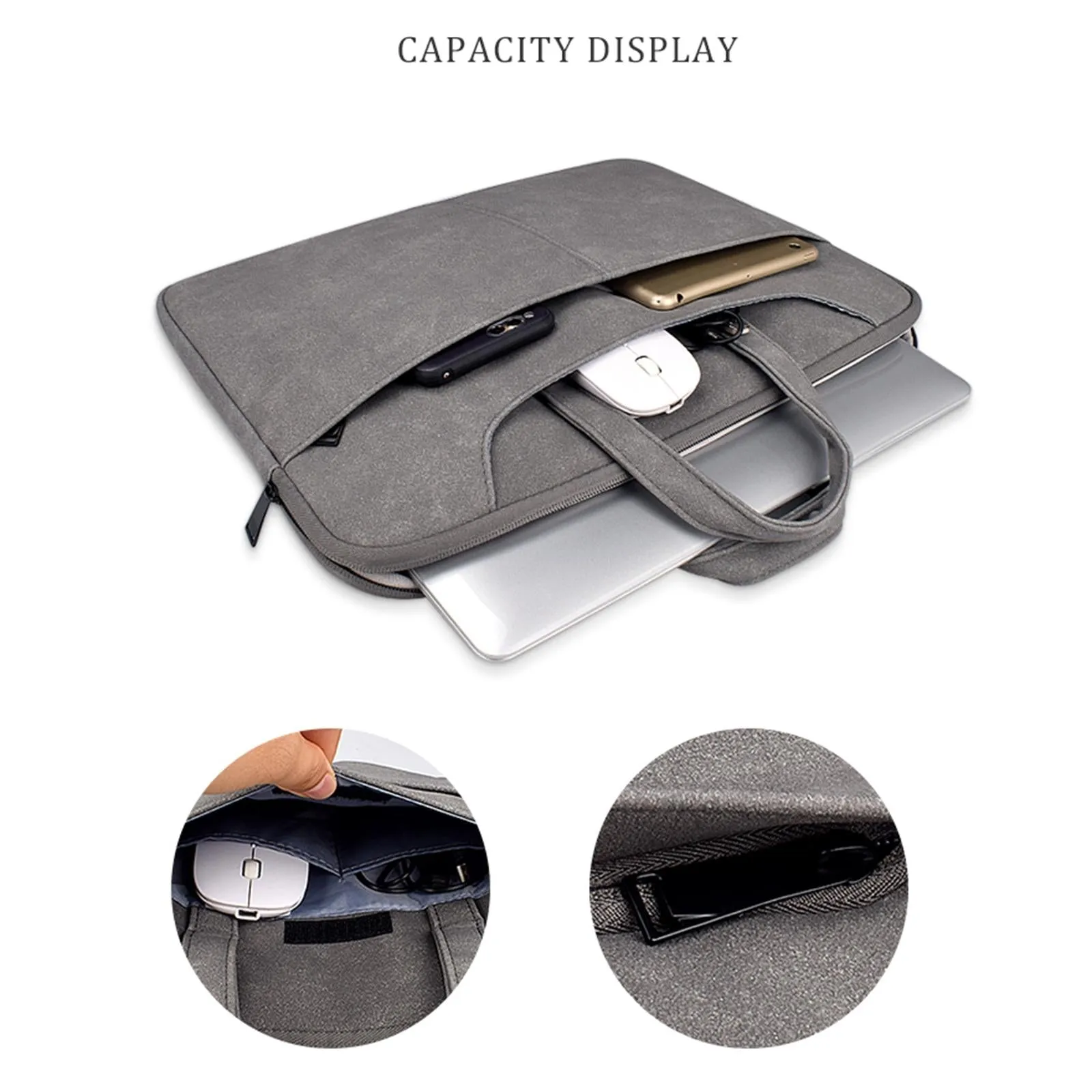 15.6 Inch Detachable Shoulder Laptop Bag - Frosted Pu Business