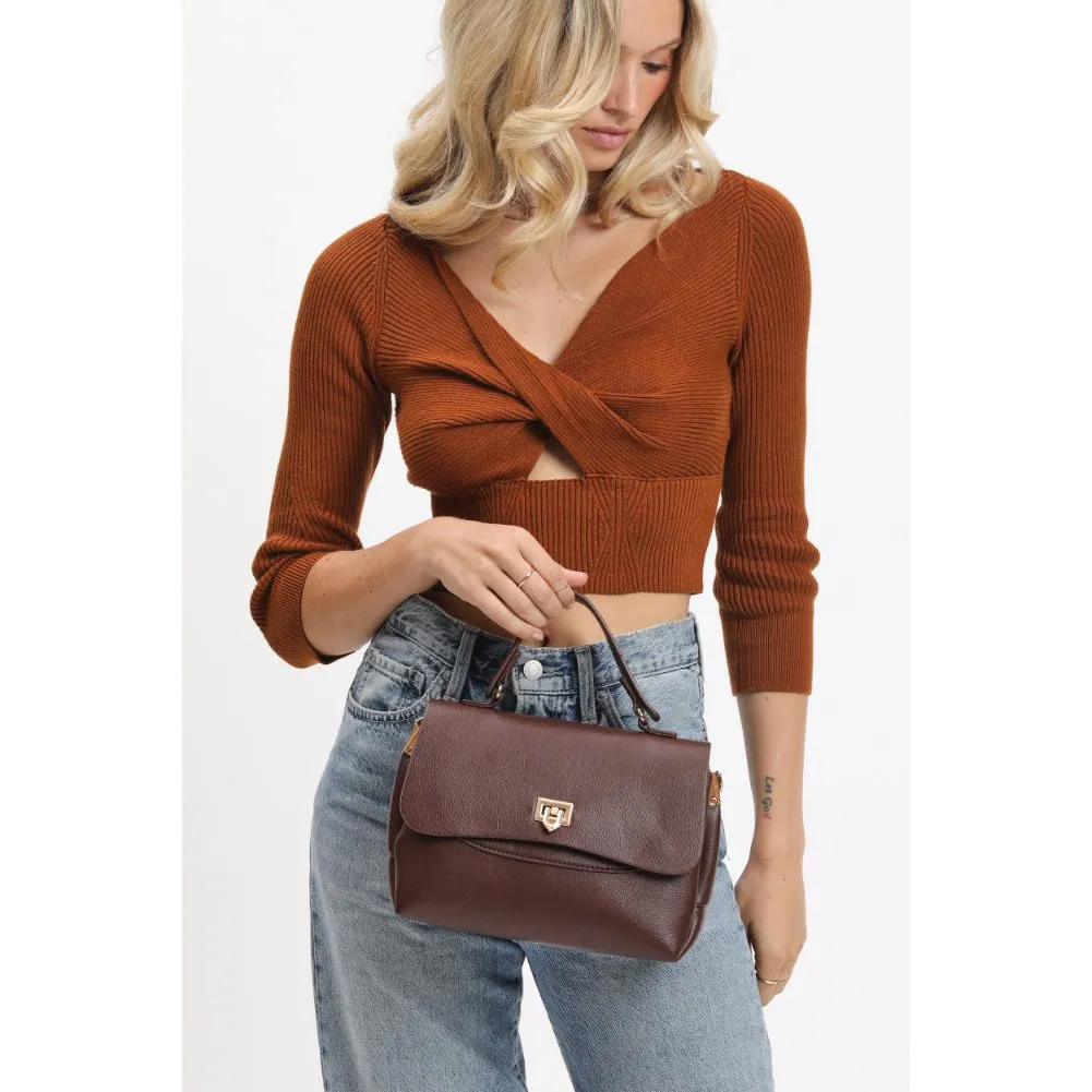 CHOCOLATE PEBBLED VEGAN LEATHER CROSSBODY