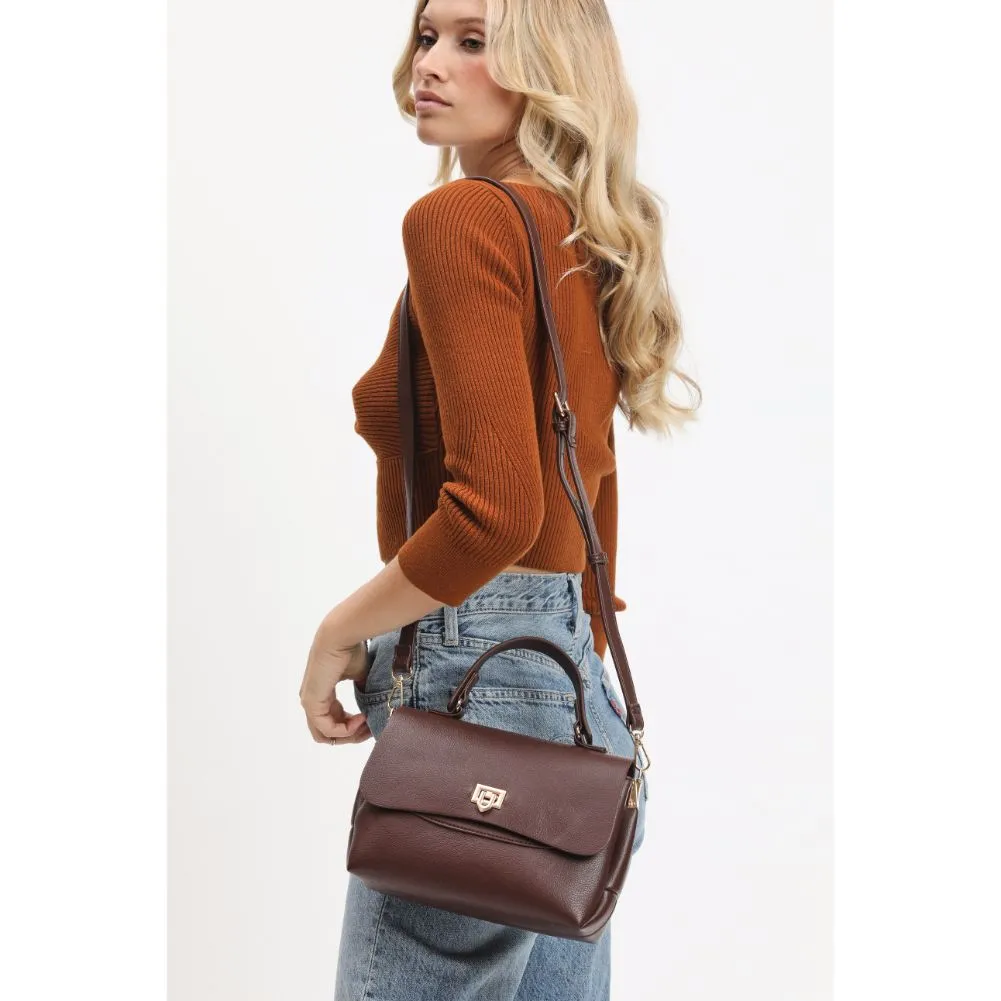 CHOCOLATE PEBBLED VEGAN LEATHER CROSSBODY