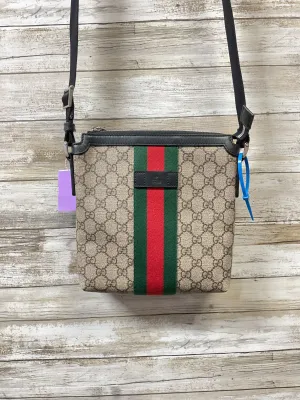 Crossbody Luxury Designer By Gucci In Green & Tan, Size:Small