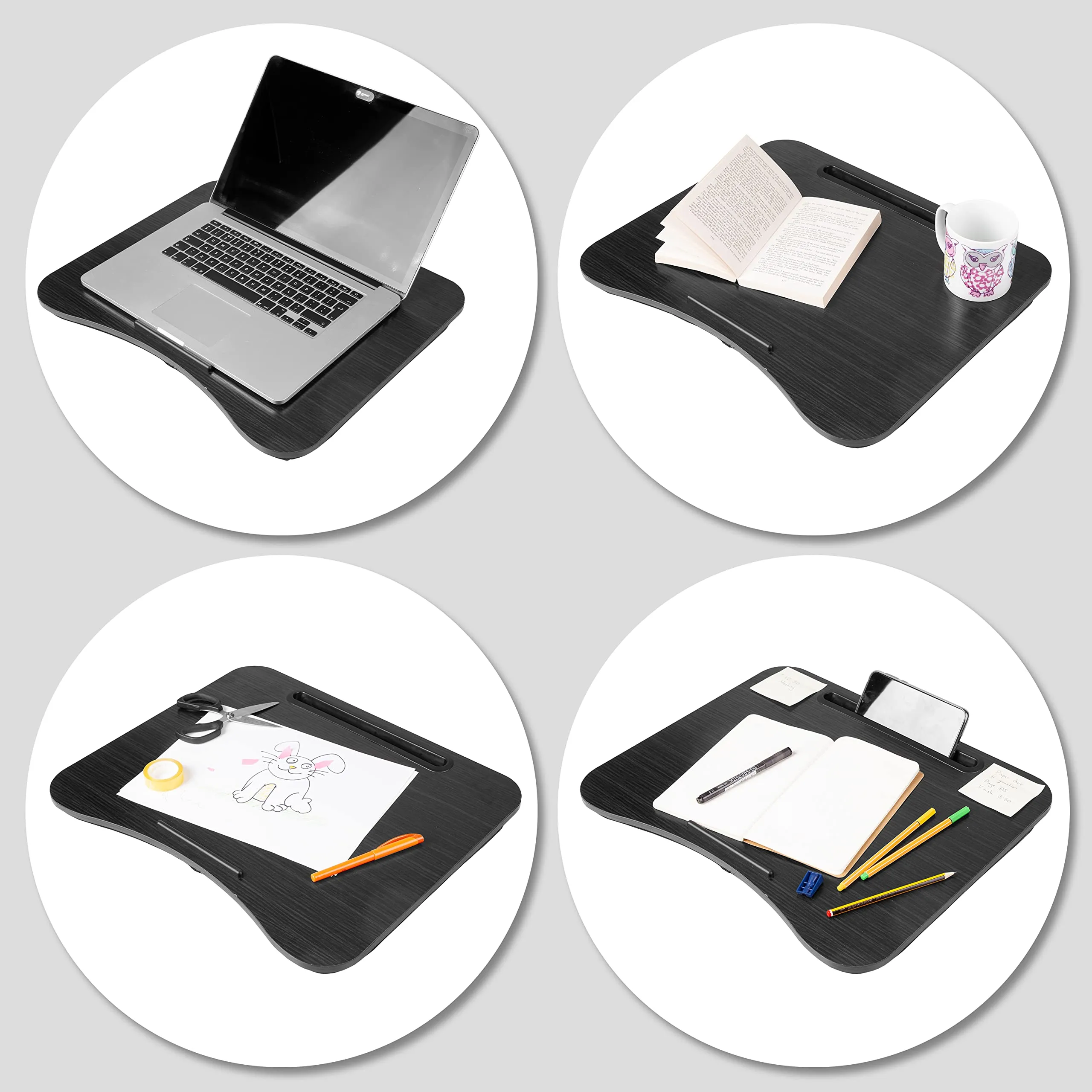 Duronic DML432 Laptop Desk – Ergonomic Laptop Desk, Curved Front Edge for Increased Comfort, Portable with Convenient Carry Handle, Perfect on the Sofa, Bed or Car