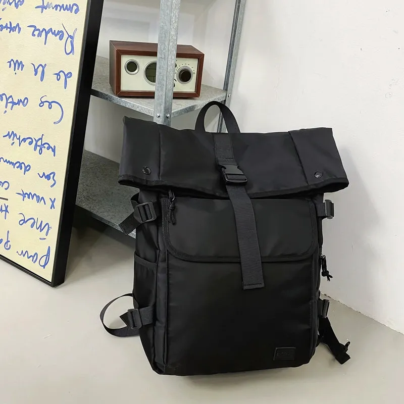 Harajuku Style Fashion Brand Backpack Men's Fashion All-Matching Capacity College Students Bag Women's Solid Color Street Work Clothing Computer Backpack