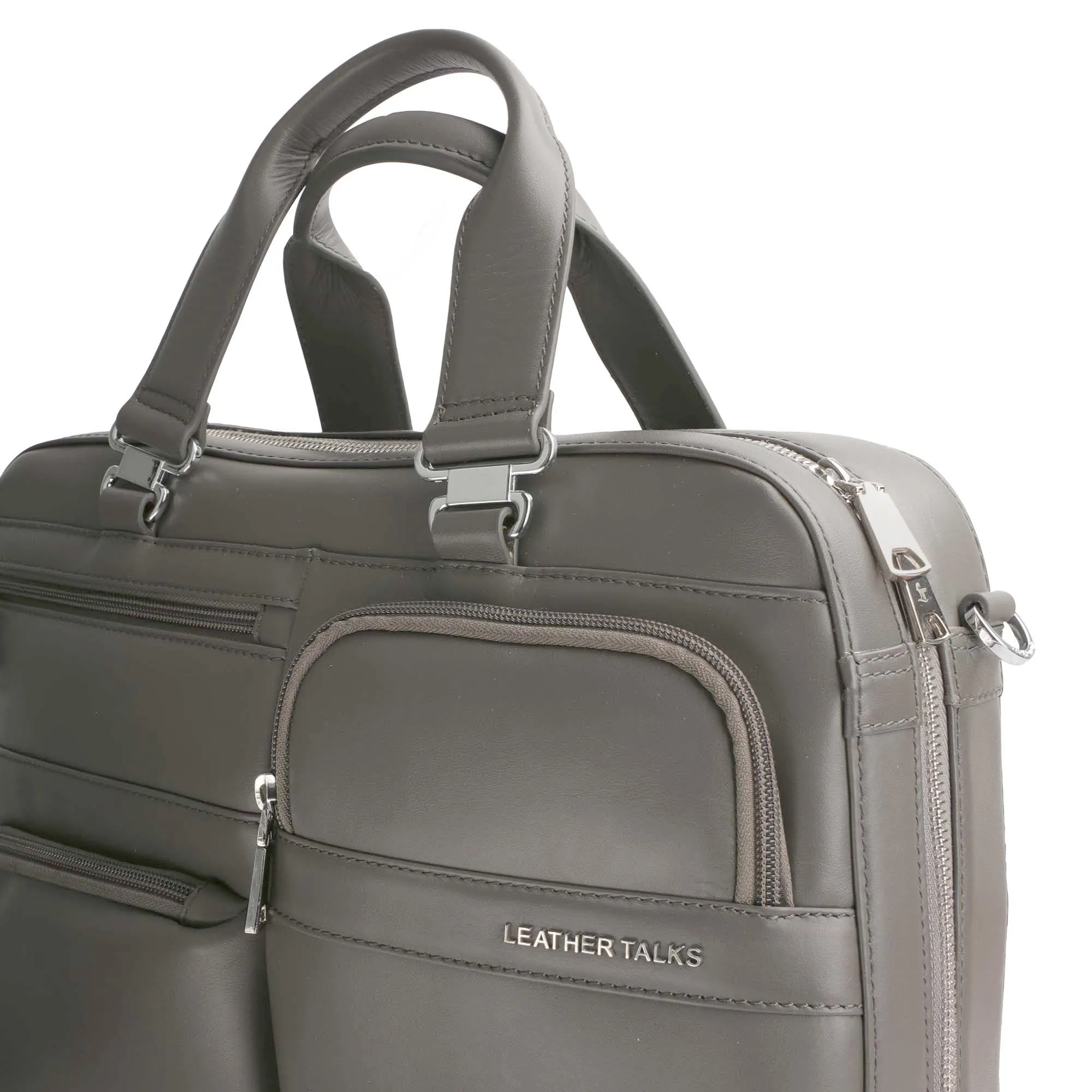 Jacob | Leather Briefcase For Men | 100% Genuine Leather | For Office | Colour: Blue & Grey