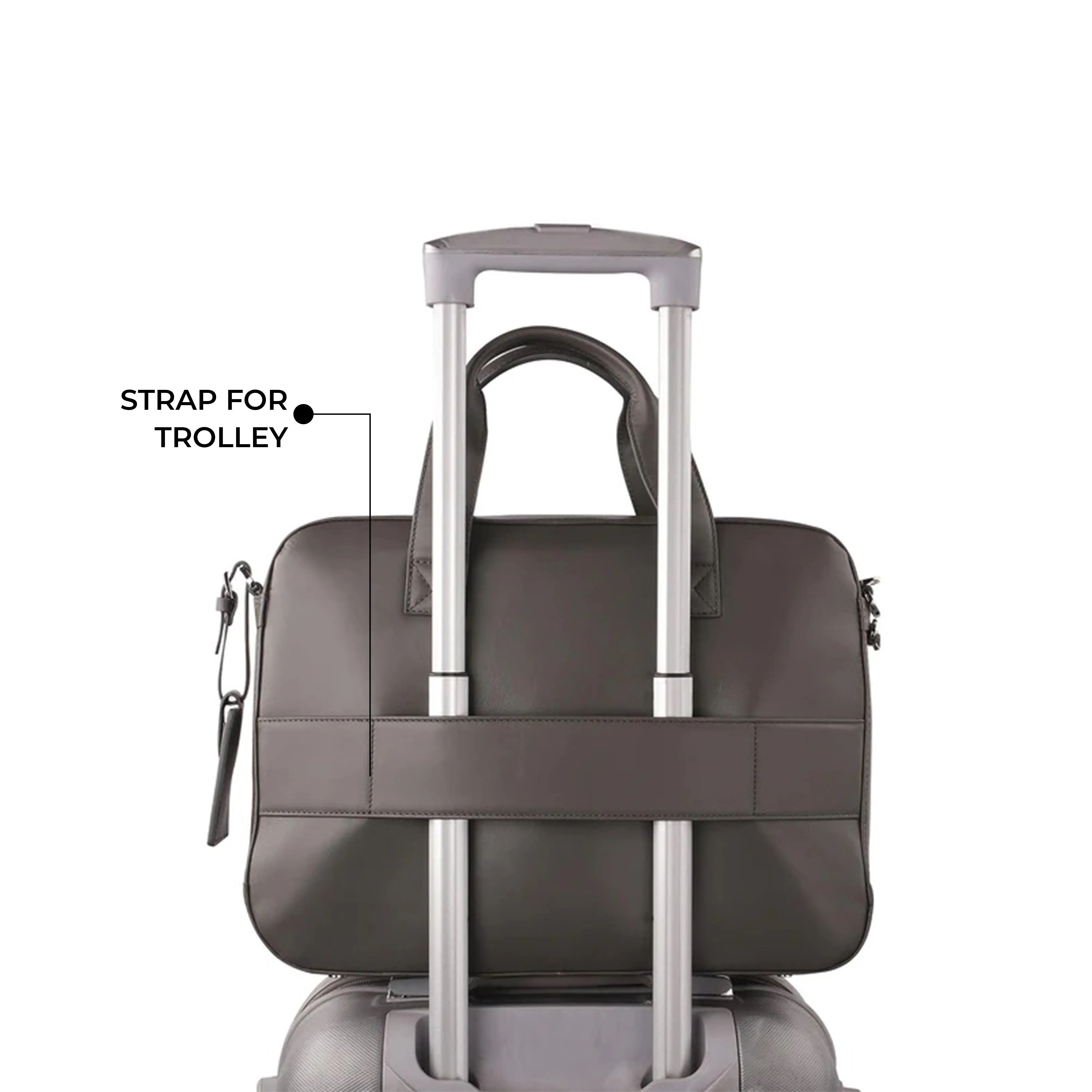 Jacob | Leather Briefcase For Men | 100% Genuine Leather | For Office | Colour: Blue & Grey