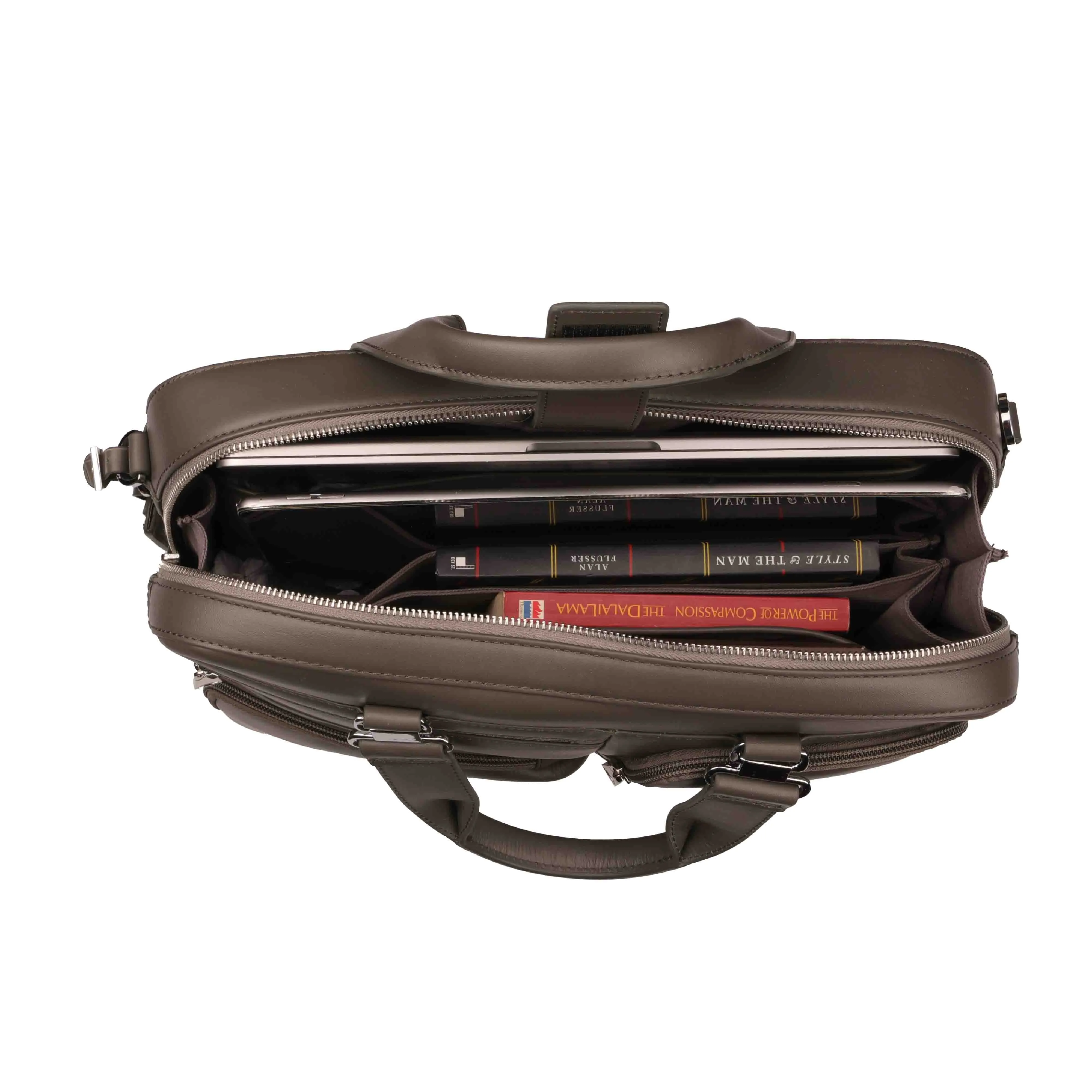 Jacob | Leather Briefcase For Men | 100% Genuine Leather | For Office | Colour: Blue & Grey