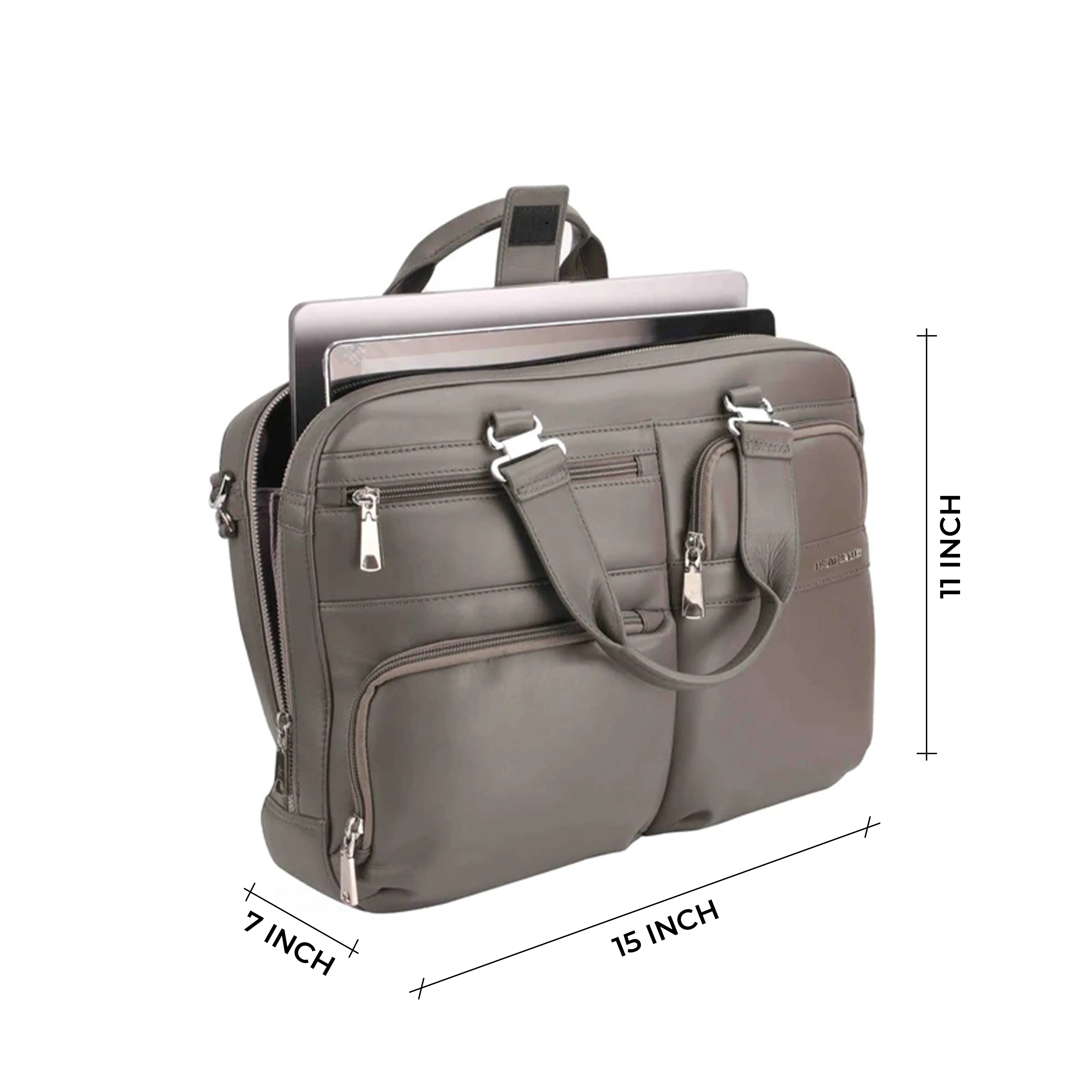 Jacob | Leather Briefcase For Men | 100% Genuine Leather | For Office | Colour: Blue & Grey