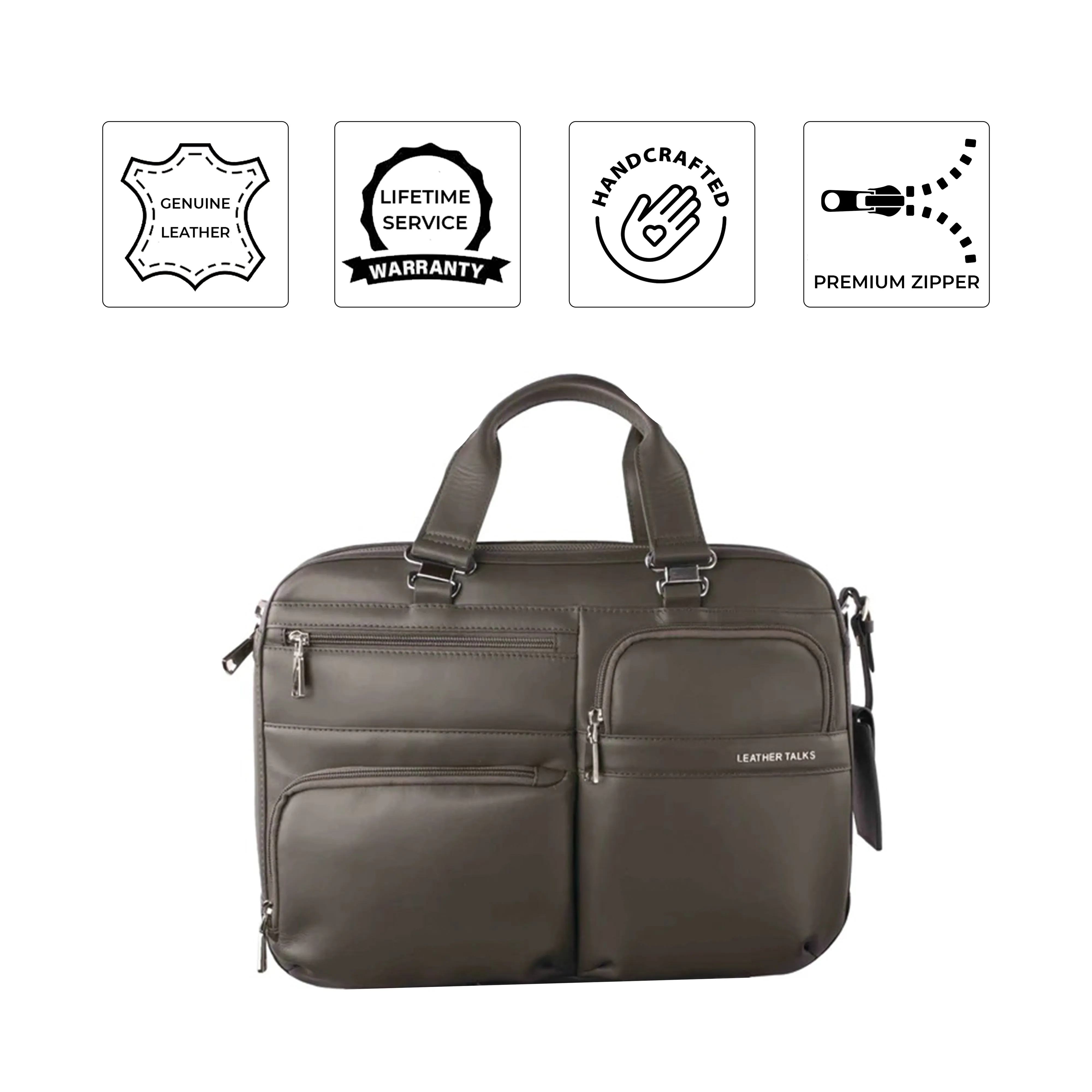 Jacob | Leather Briefcase For Men | 100% Genuine Leather | For Office | Colour: Blue & Grey