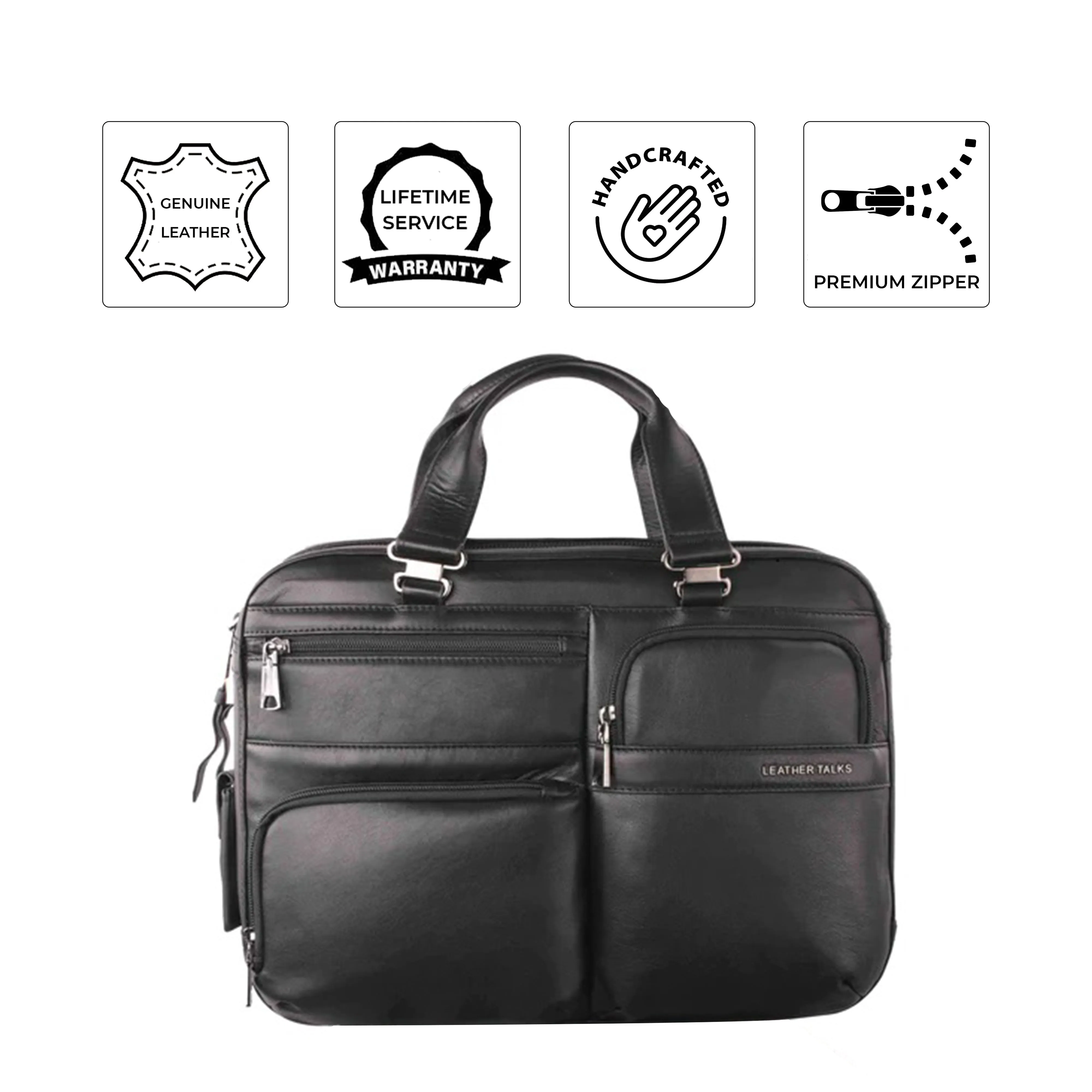 Jacob | Leather Briefcase For Men | 100% Genuine Leather | For Office Use | Colour: Black & Brown