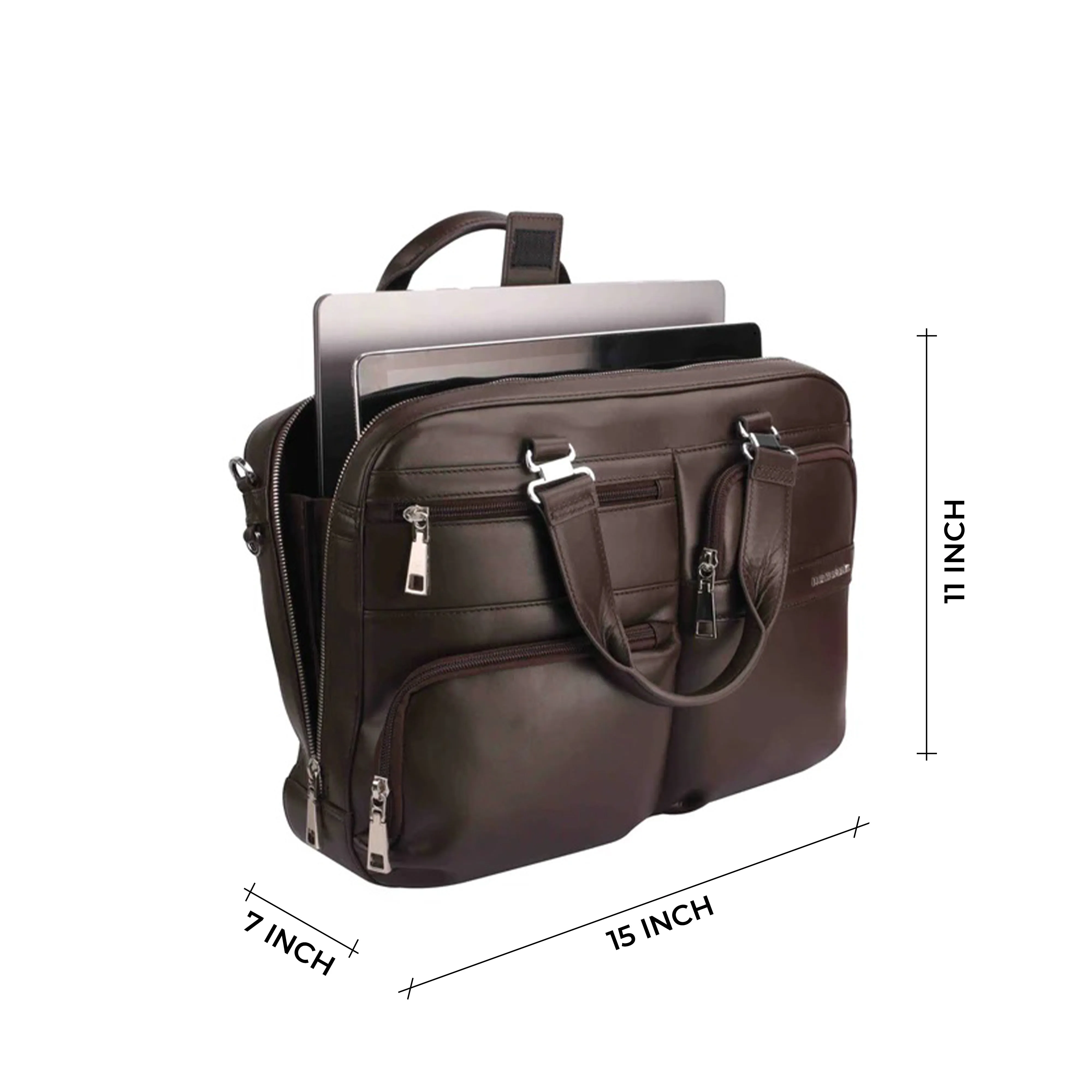 Jacob | Leather Briefcase For Men | 100% Genuine Leather | For Office Use | Colour: Black & Brown