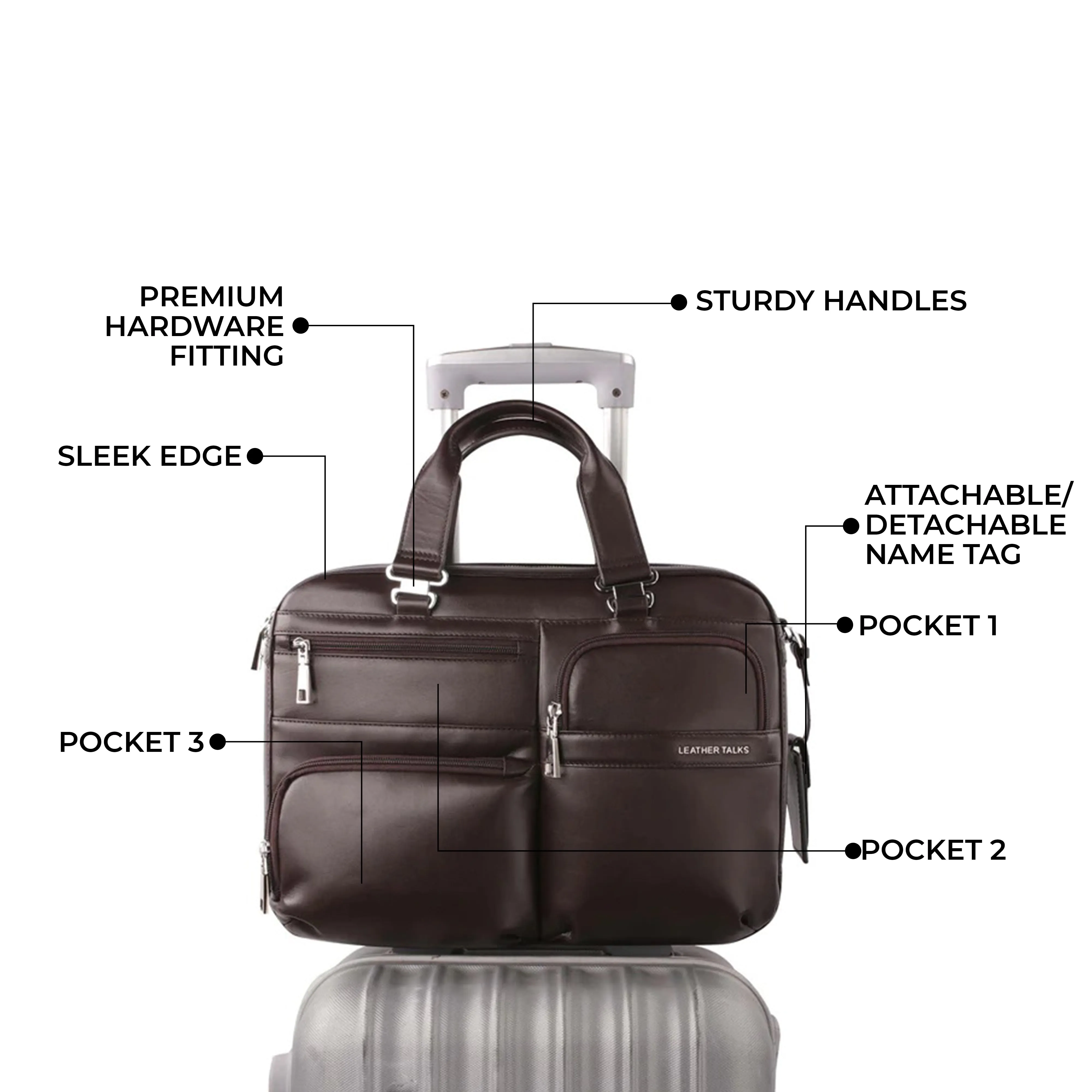 Jacob | Leather Briefcase For Men | 100% Genuine Leather | For Office Use | Colour: Black & Brown