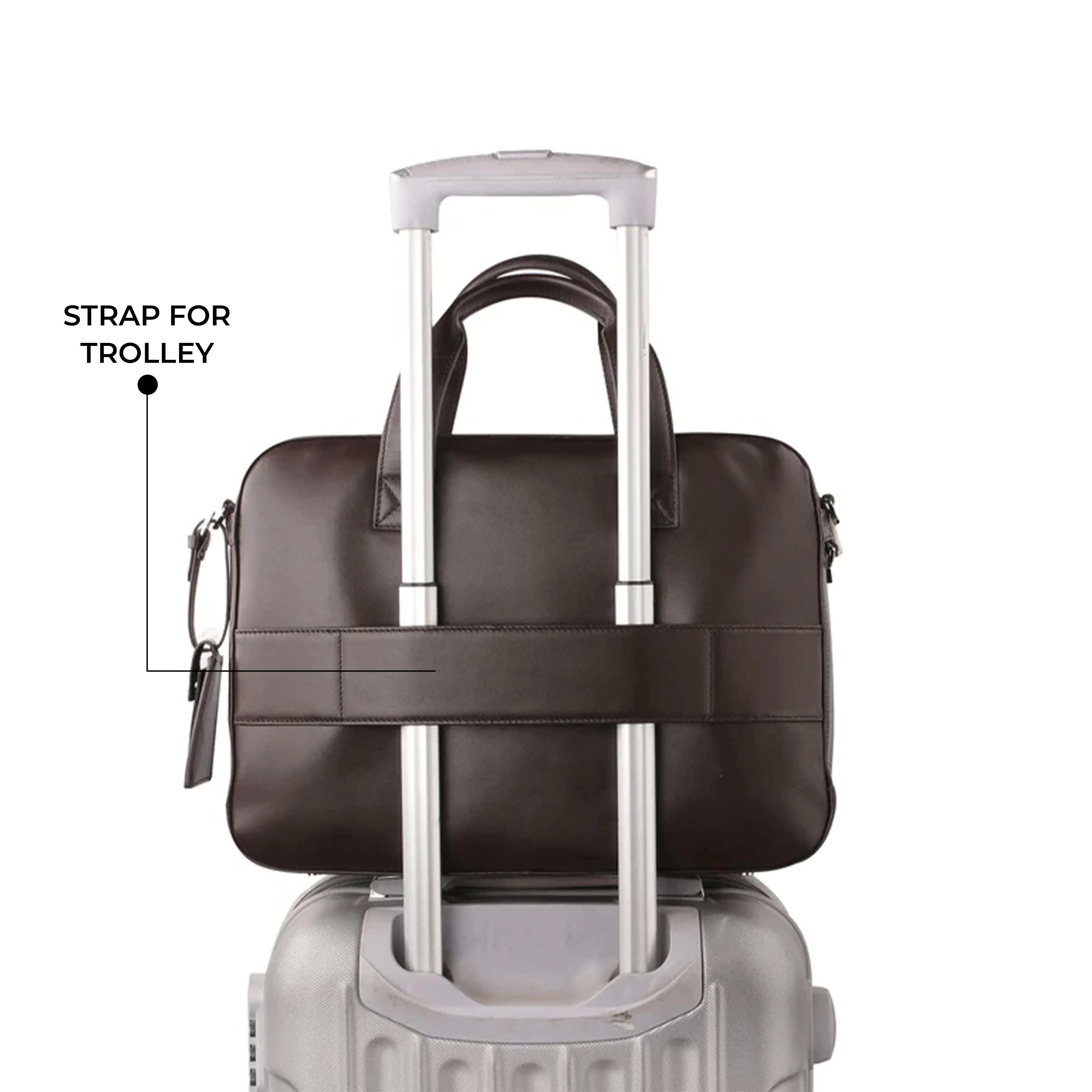 Jacob | Leather Briefcase For Men | 100% Genuine Leather | For Office Use | Colour: Black & Brown