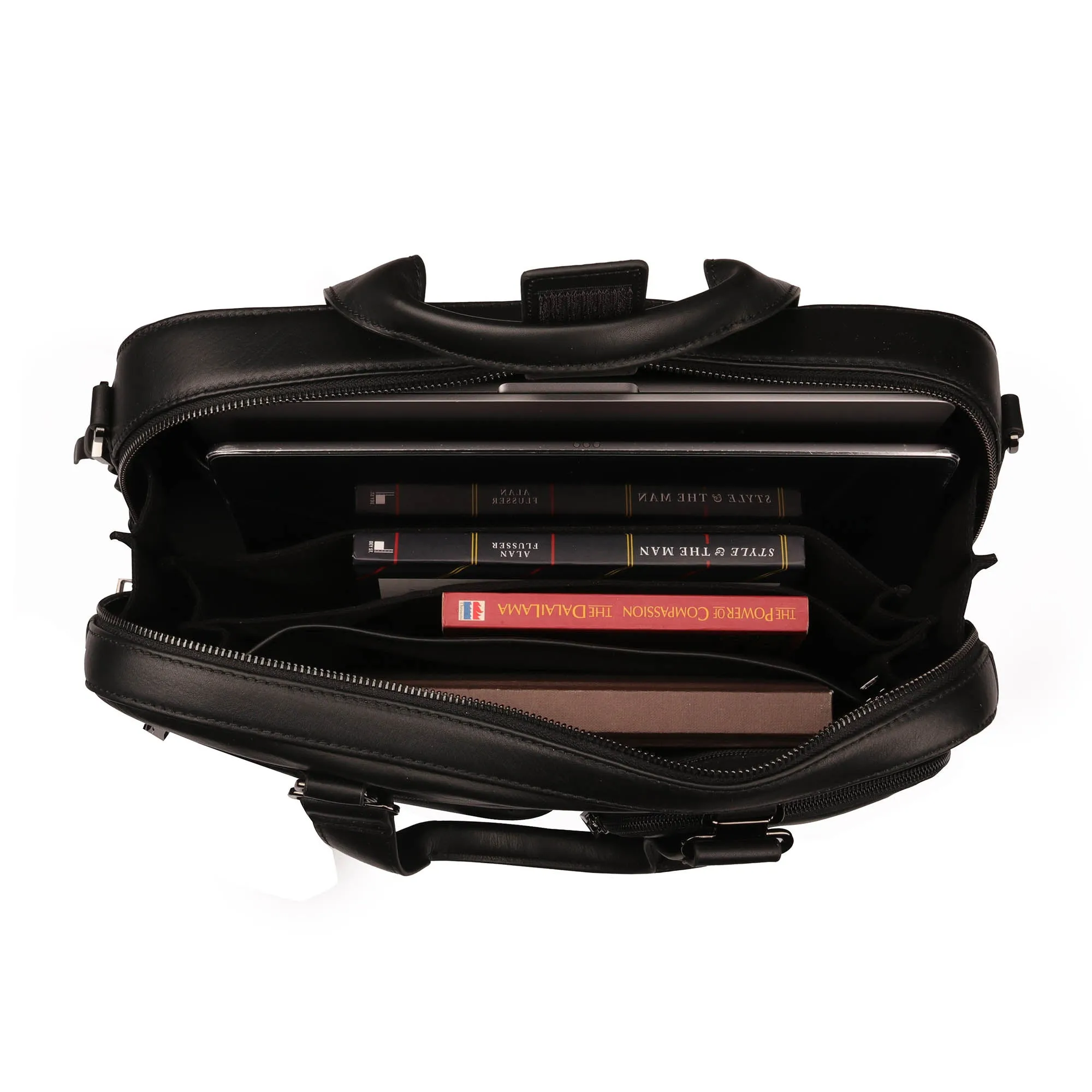 Jacob | Leather Briefcase For Men | 100% Genuine Leather | For Office Use | Colour: Black & Brown