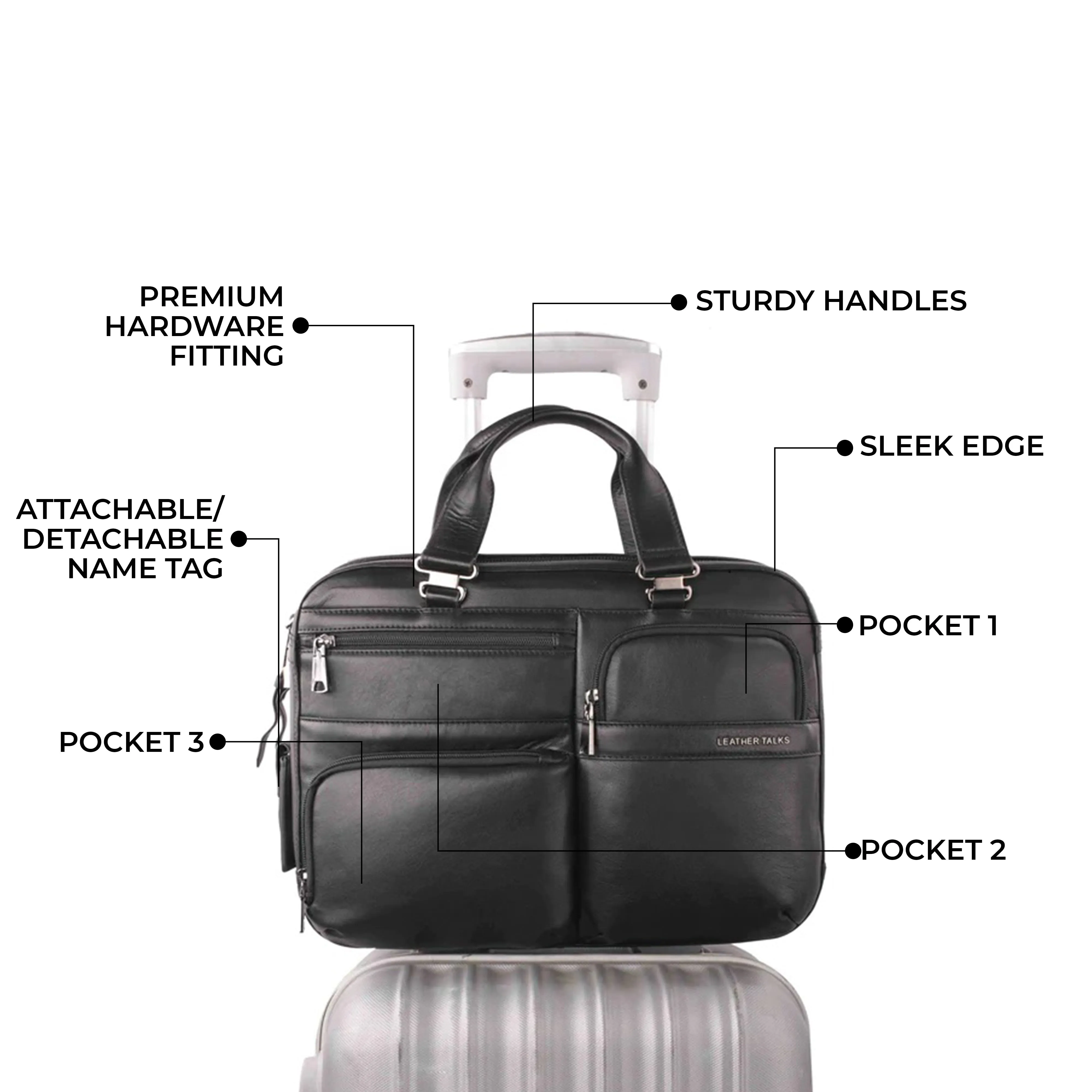Jacob | Leather Briefcase For Men | 100% Genuine Leather | For Office Use | Colour: Black & Brown
