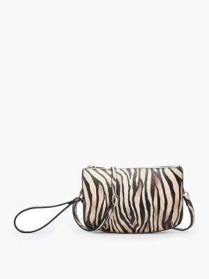 Jen & Co Mila Monogramable Clutch Crossbody In Tiger Print