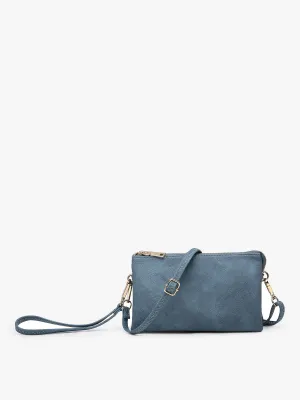 Jen & Co Riley Monogrammable 3 Compartment Crossbody Or Wristlet In Indigo