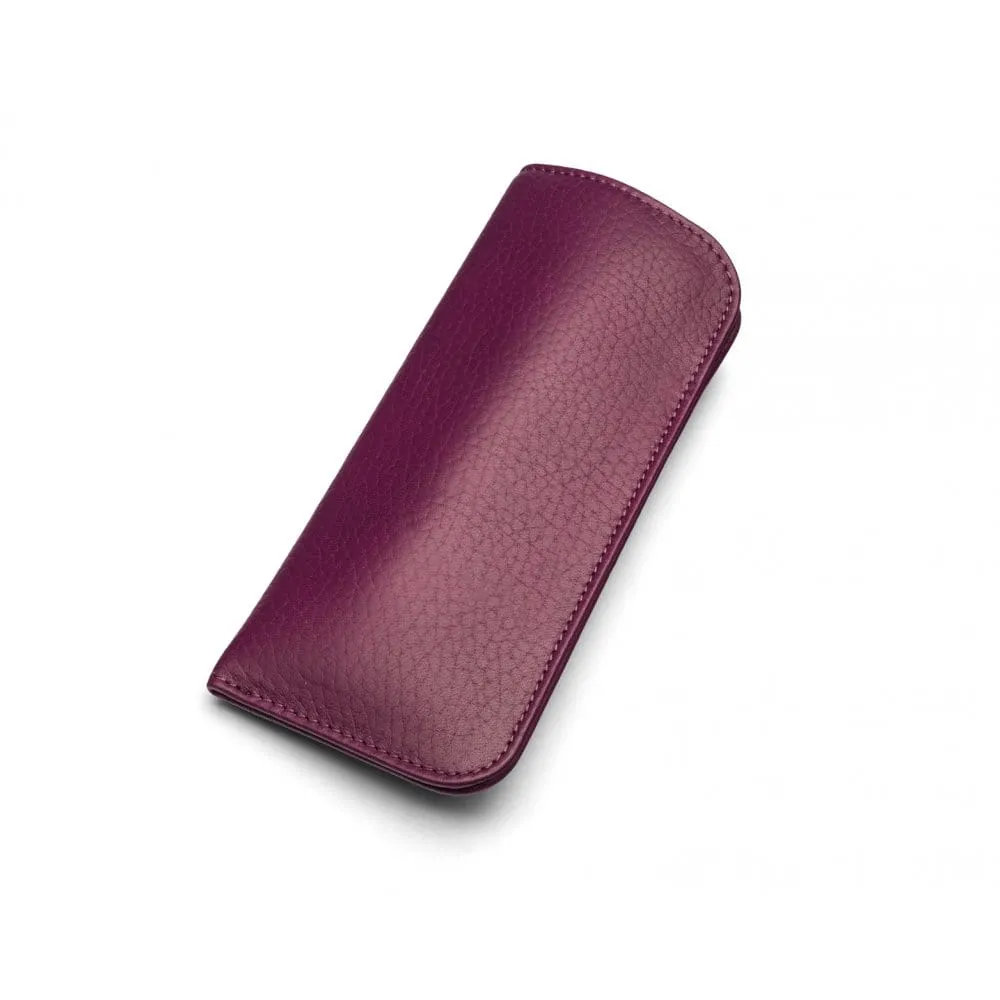 Large Leather Glasses Case - Purple