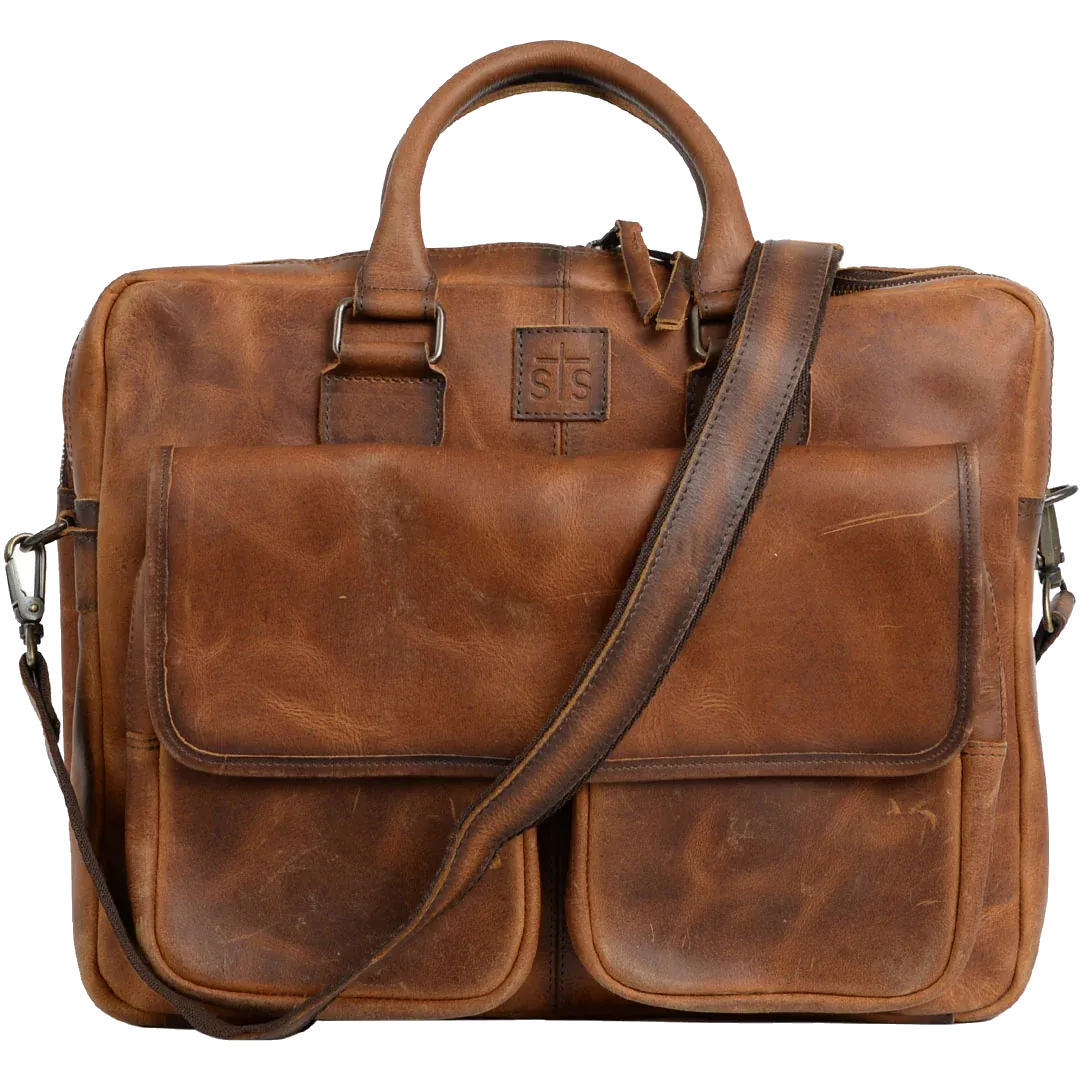 Leather Messenger Bag with Outside Pockets