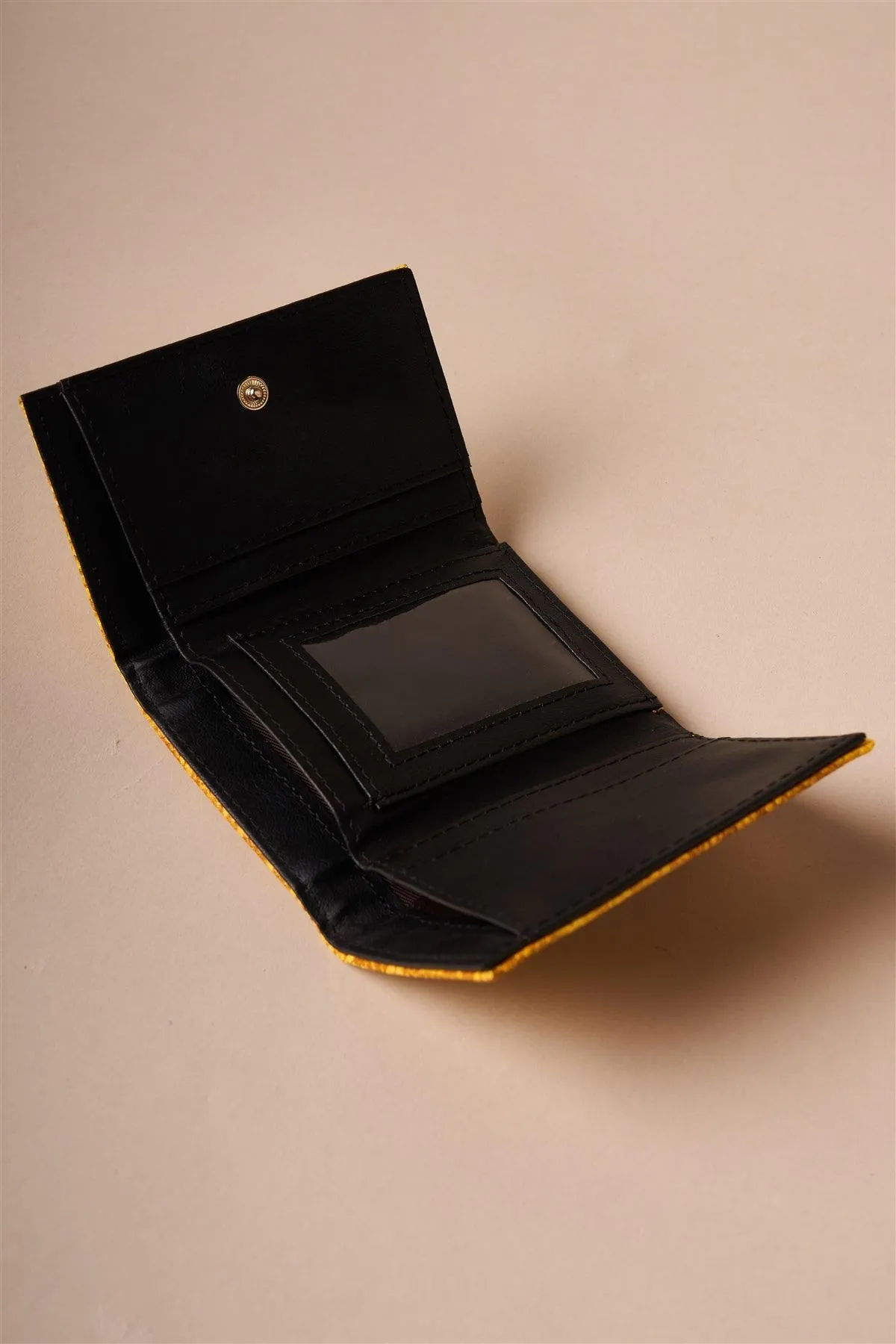 Mustard Yellow Snake Skin Retro Three Way Mini Wallet