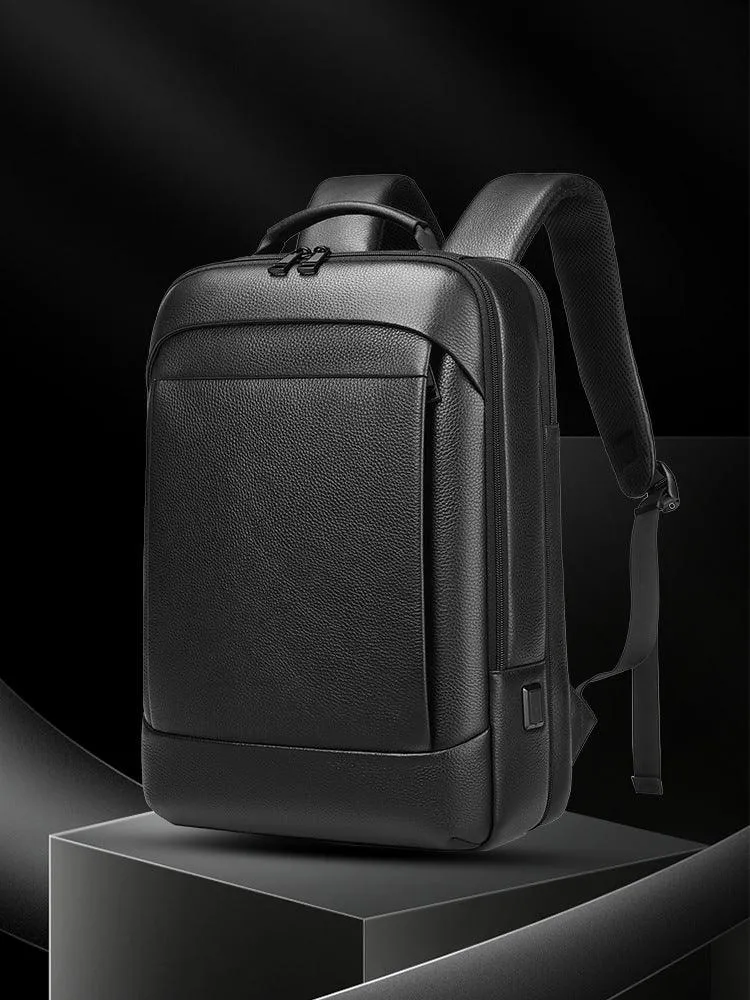 New Business Commute Leather Backpack Men