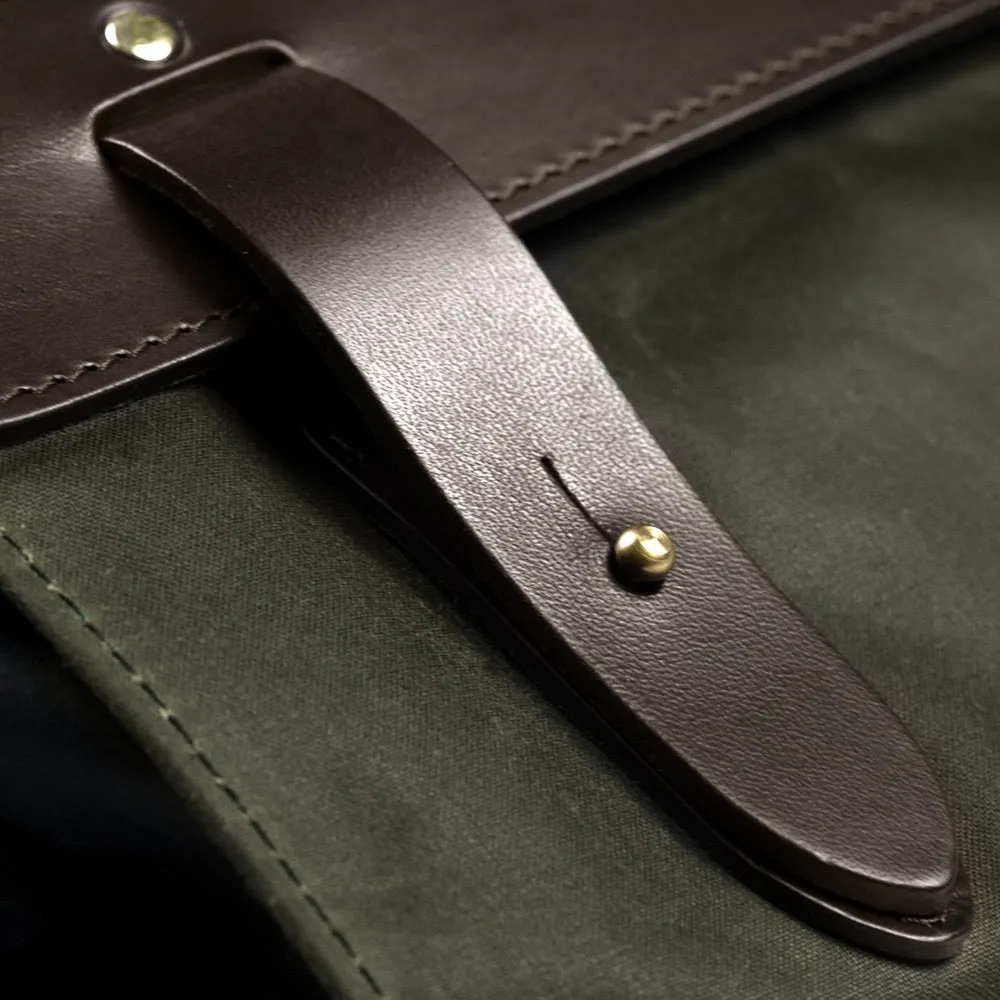 Olive Waxed Cotton & Leather Briefcase