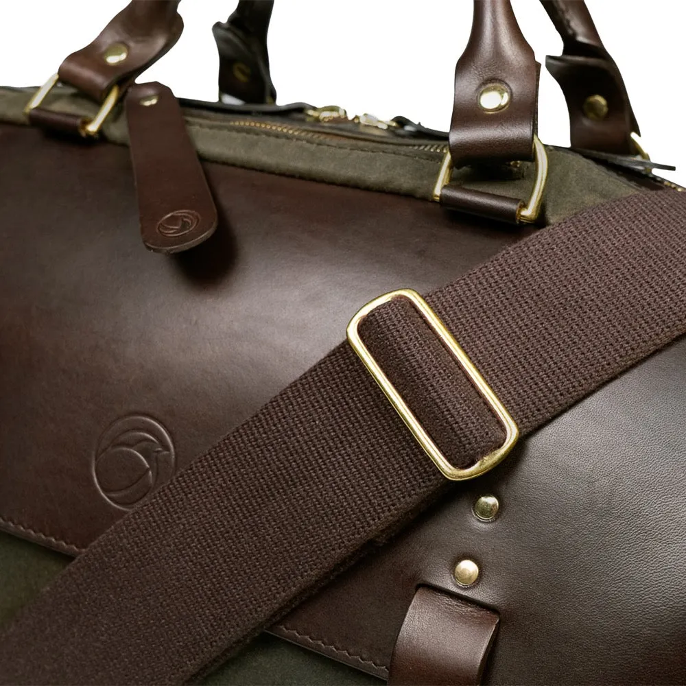 Olive Waxed Cotton & Leather Briefcase