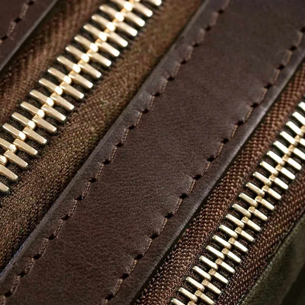 Olive Waxed Cotton & Leather Briefcase