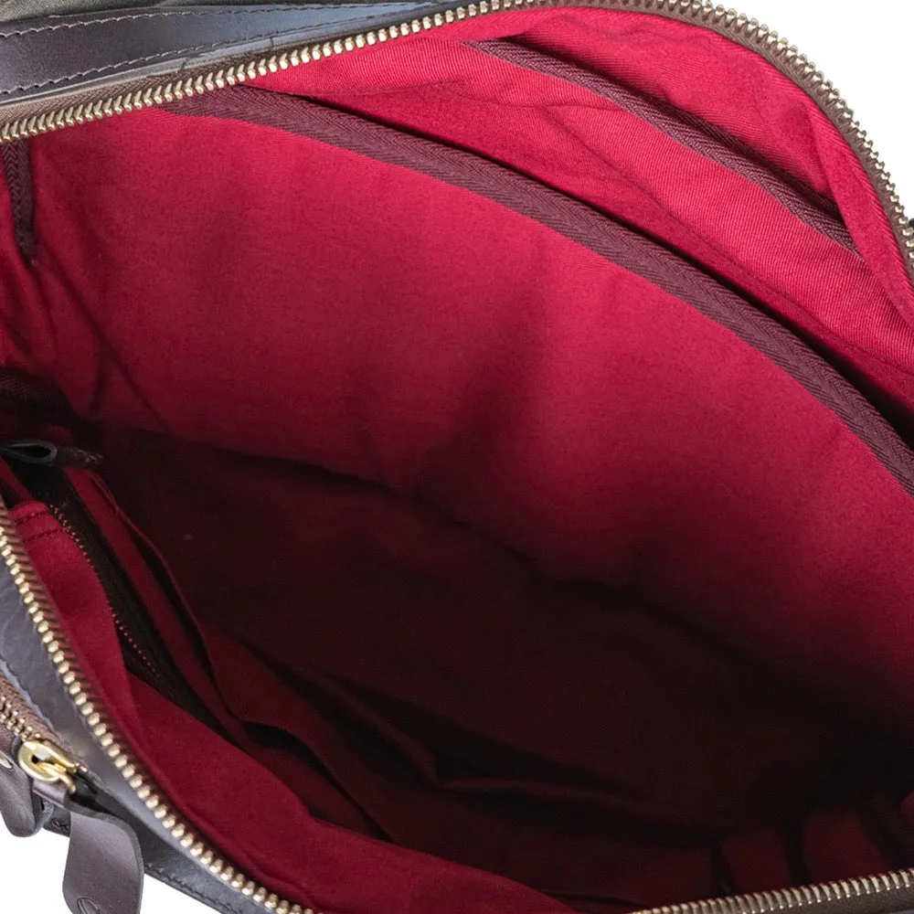 Olive Waxed Cotton & Leather Briefcase