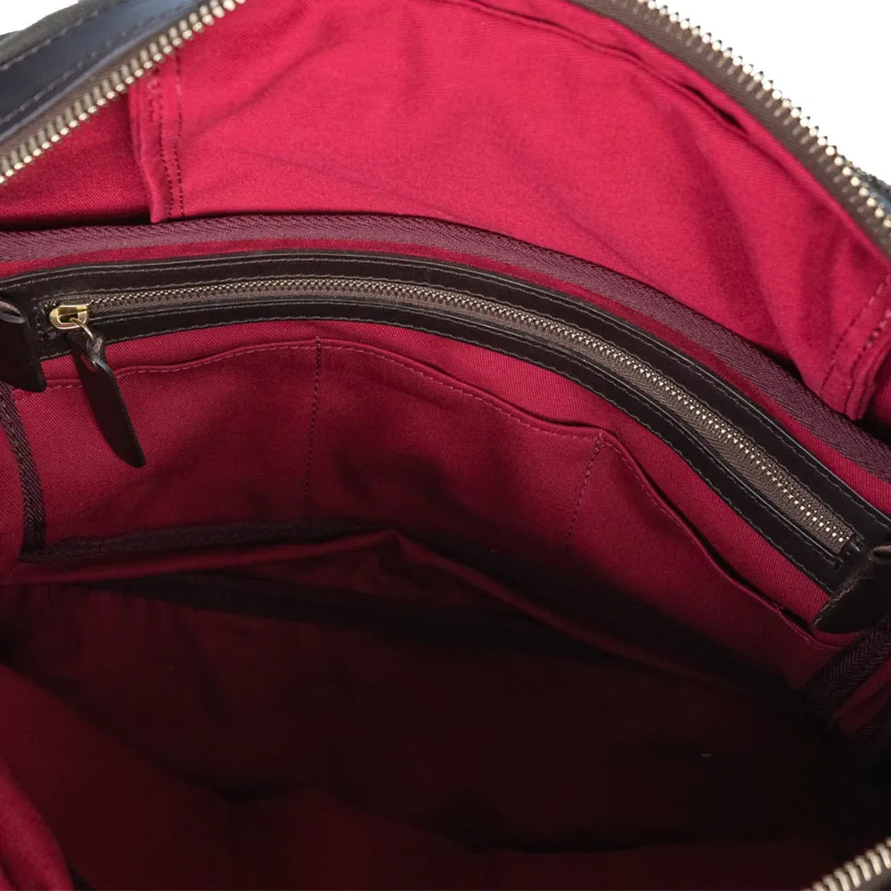 Olive Waxed Cotton & Leather Briefcase