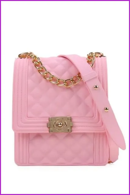 Rainbow Vertical Rhombic Bag Diagonal Bag Chain Jelly Bag F644