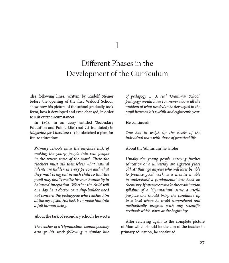 Rudolf Steiner's Curriculum for Steiner-Waldorf Schools