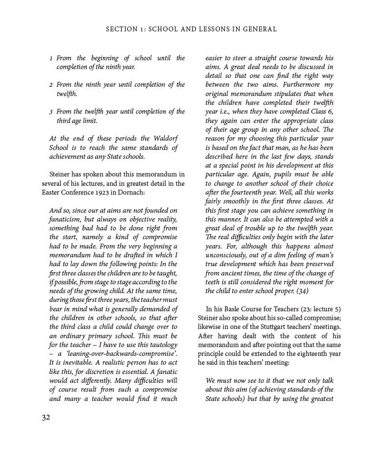 Rudolf Steiner's Curriculum for Steiner-Waldorf Schools