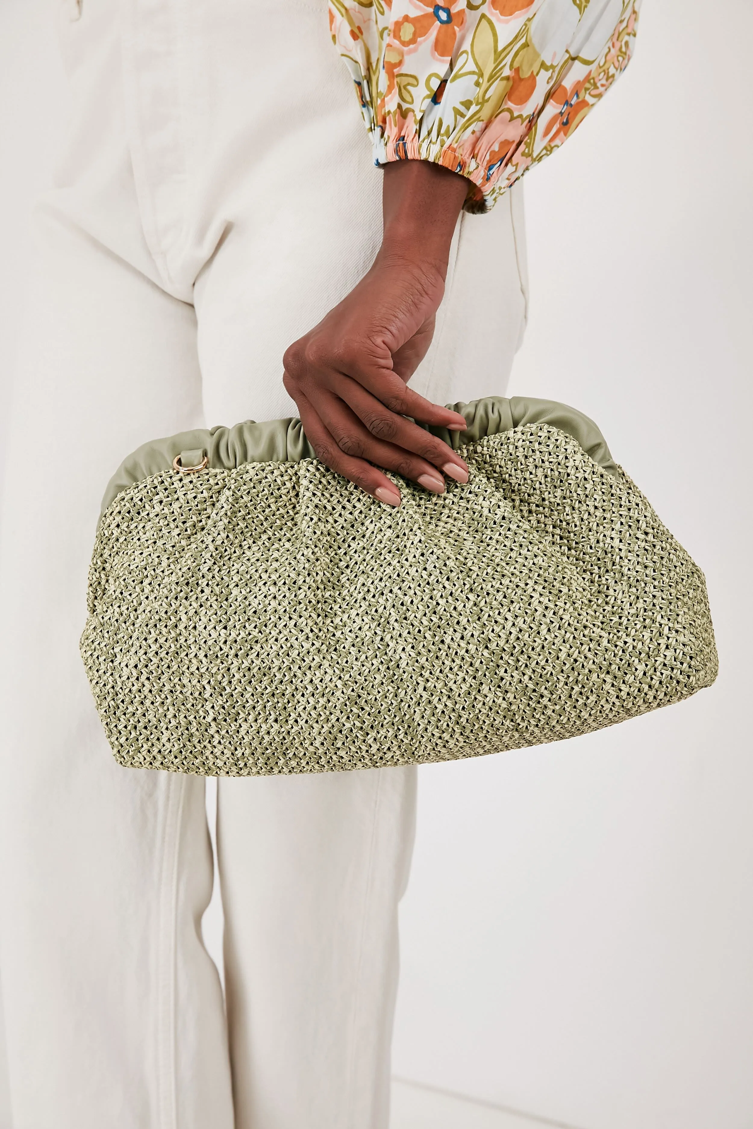 Sage Straw Delvina Clutch