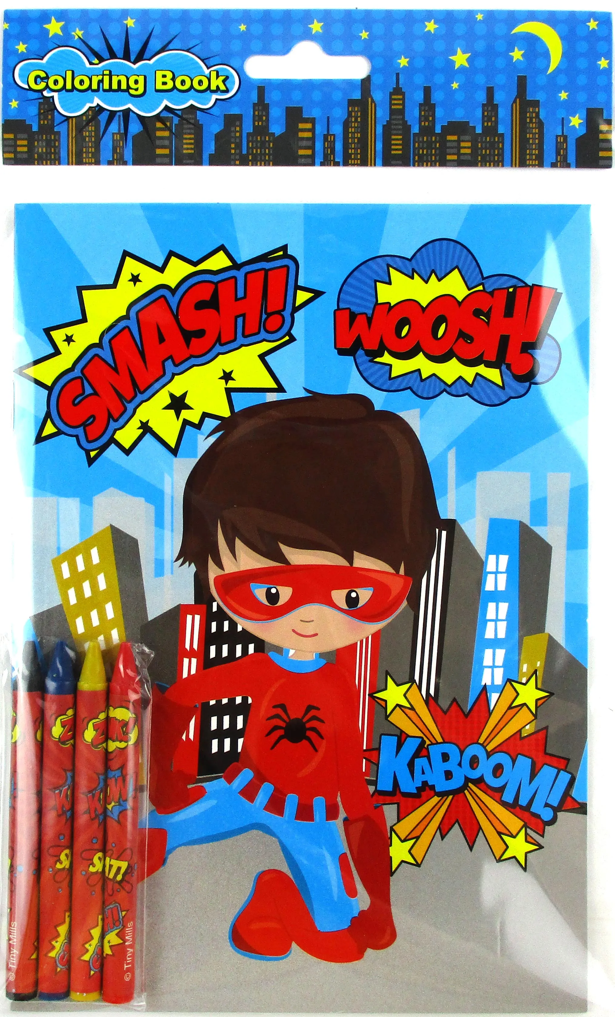 Superhero Coloring Books with Crayons Party Favors - Set of 6 or 12