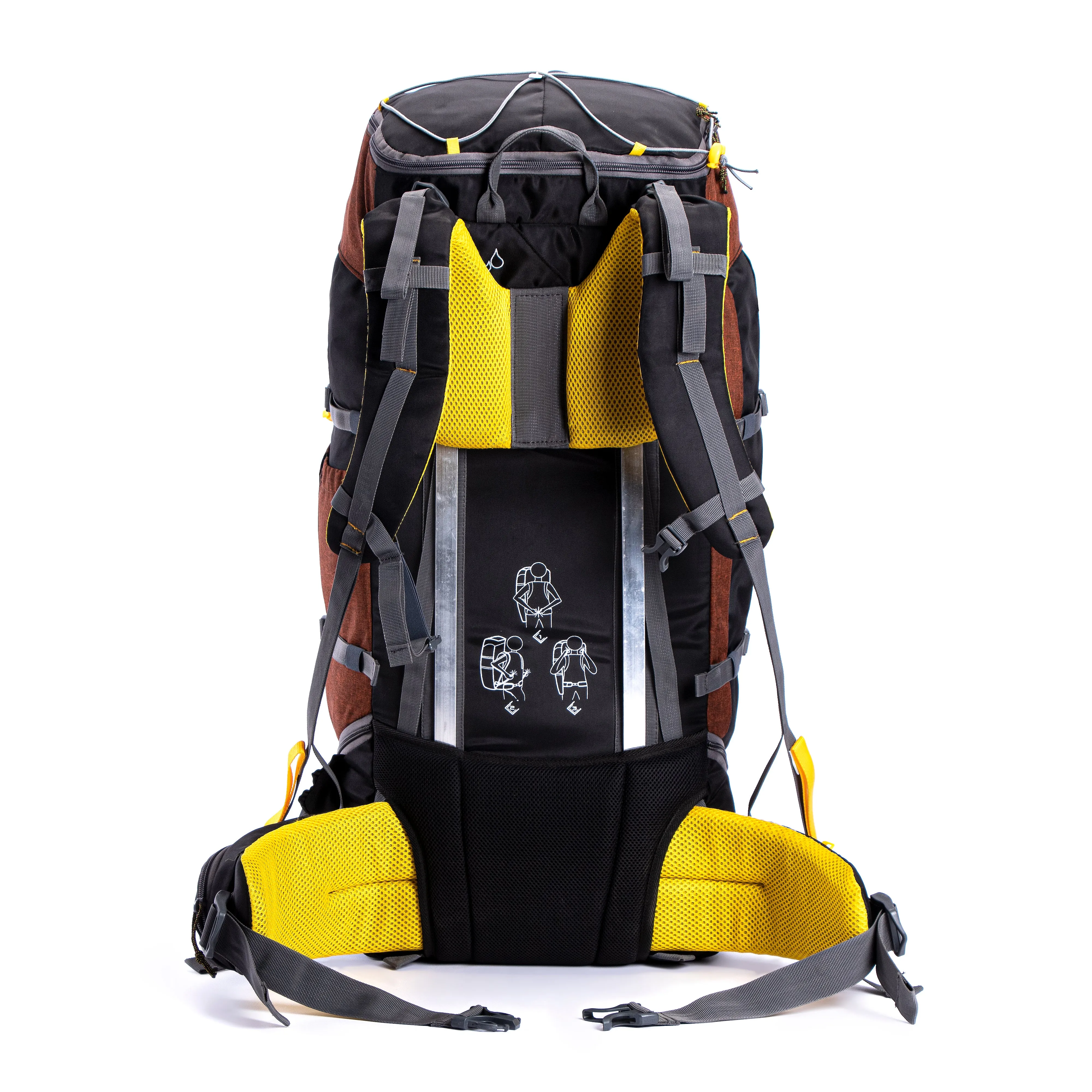Tripole Terra Backpacking and Trekking Rucksack with Front Opening, Rain Cover and Metal Frame | 3 Year Warranty | Red Melange | 50 Litres
