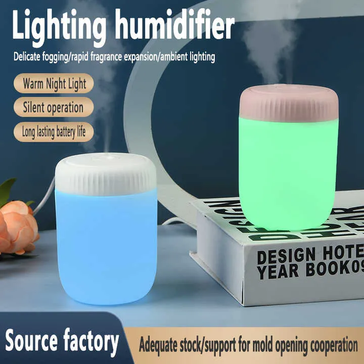 USB Electric Mini Air Humidifier Night-ضوء ليلي، بخاخ