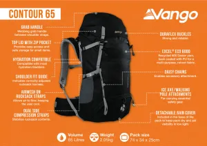 Vango Contour 65L Rucksack Black