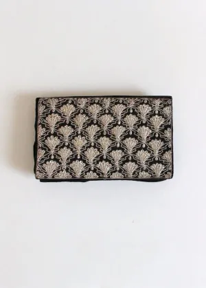 Vintage 1930s Metallic Gold Embroidered Velvet Clutch Purse