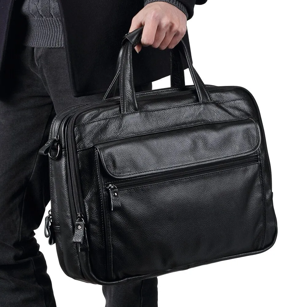 West Louis Genuine Leather 15.6" Laptop Business Briefcase