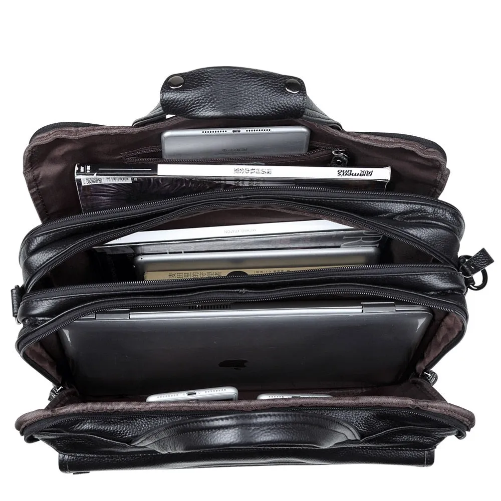 West Louis Genuine Leather 15.6" Laptop Business Briefcase