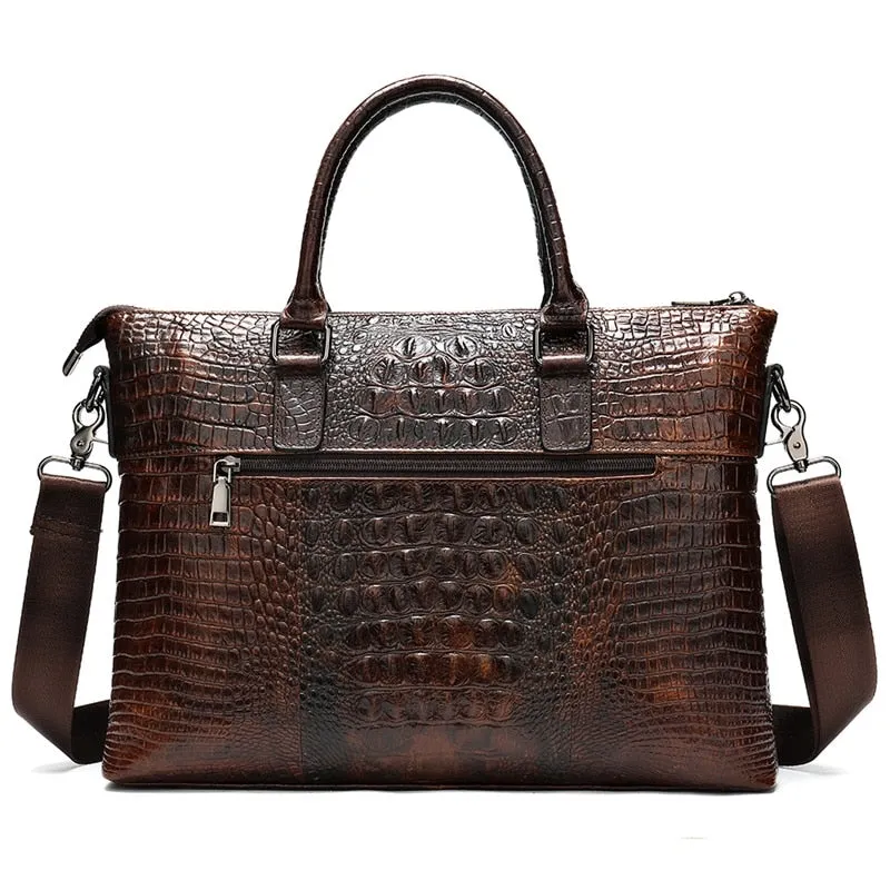 WESTAL Men Briefcase Men&#39;s Bag Genuine Leather Office Bags for Men Laptop Bag Leather Briefcase Men Croco Design Computer Bags