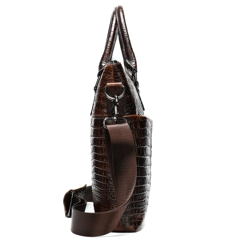 WESTAL Men Briefcase Men&#39;s Bag Genuine Leather Office Bags for Men Laptop Bag Leather Briefcase Men Croco Design Computer Bags