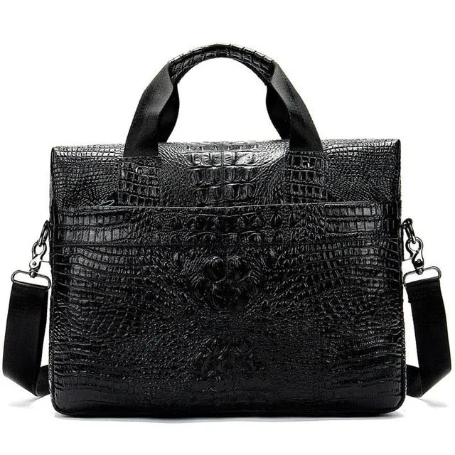 WESTAL Men Briefcase Men&#39;s Bag Genuine Leather Office Bags for Men Laptop Bag Leather Briefcase Men Croco Design Computer Bags