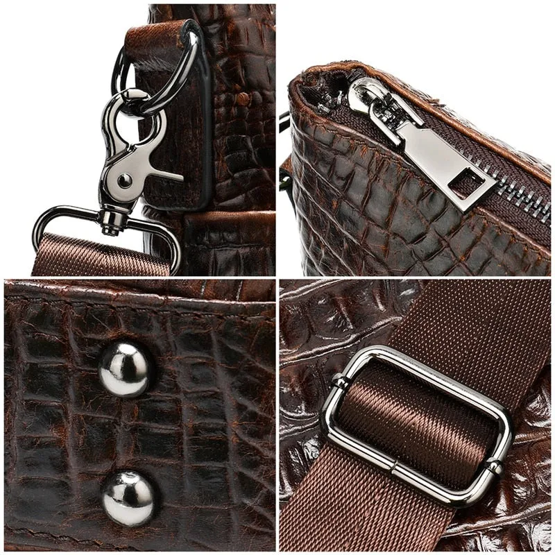 WESTAL Men Briefcase Men&#39;s Bag Genuine Leather Office Bags for Men Laptop Bag Leather Briefcase Men Croco Design Computer Bags