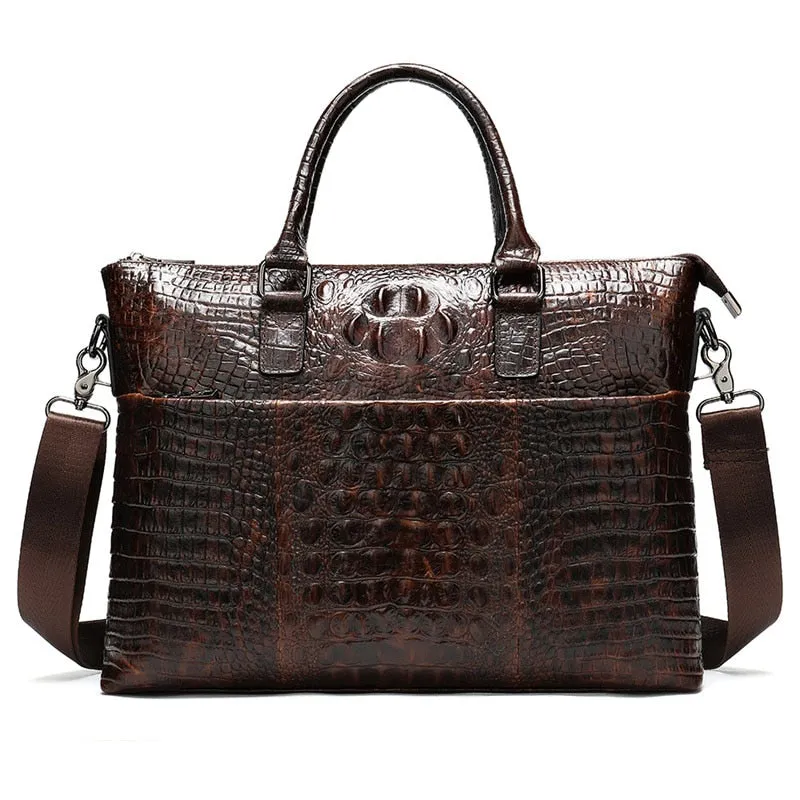 WESTAL Men Briefcase Men&#39;s Bag Genuine Leather Office Bags for Men Laptop Bag Leather Briefcase Men Croco Design Computer Bags