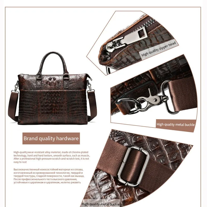 WESTAL Men Briefcase Men&#39;s Bag Genuine Leather Office Bags for Men Laptop Bag Leather Briefcase Men Croco Design Computer Bags